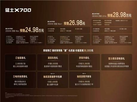 华为乾崑赋能猛士X700预售，智能越野为“
